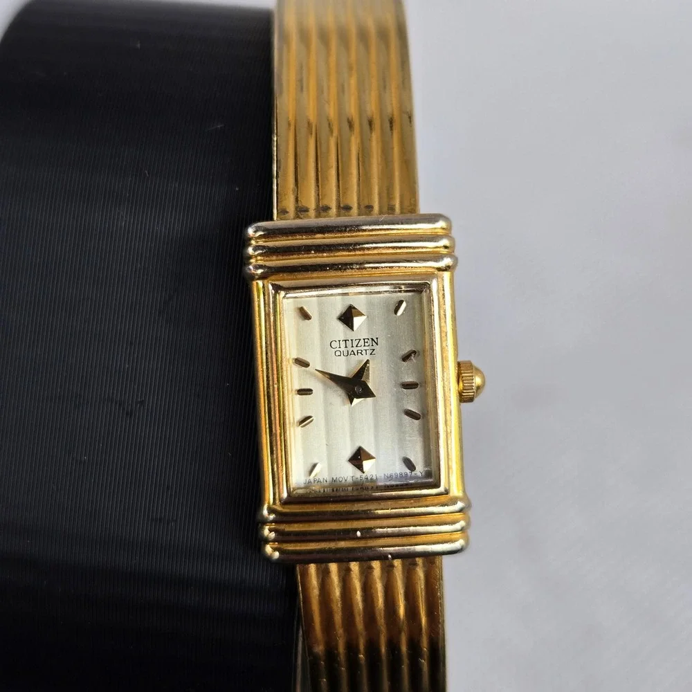 Citizen Quartz Ladies Watch 5421-N69897 Rectangular Gold Tone Bangle 5.5